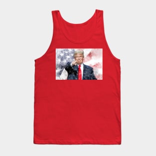 Donald Trump pointing with American flag Tank Top